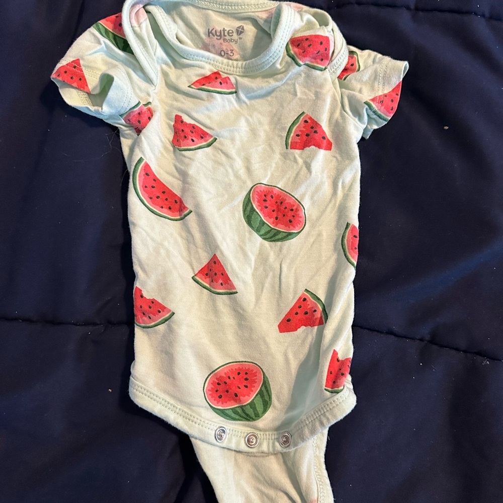 Kyte BABY Green and Red Bodysuit Watermelon Print